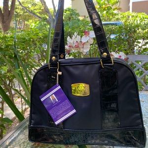 Joy Mangano Clothes It All Black Nylon and Gold Hardware Mini Weekender NWT